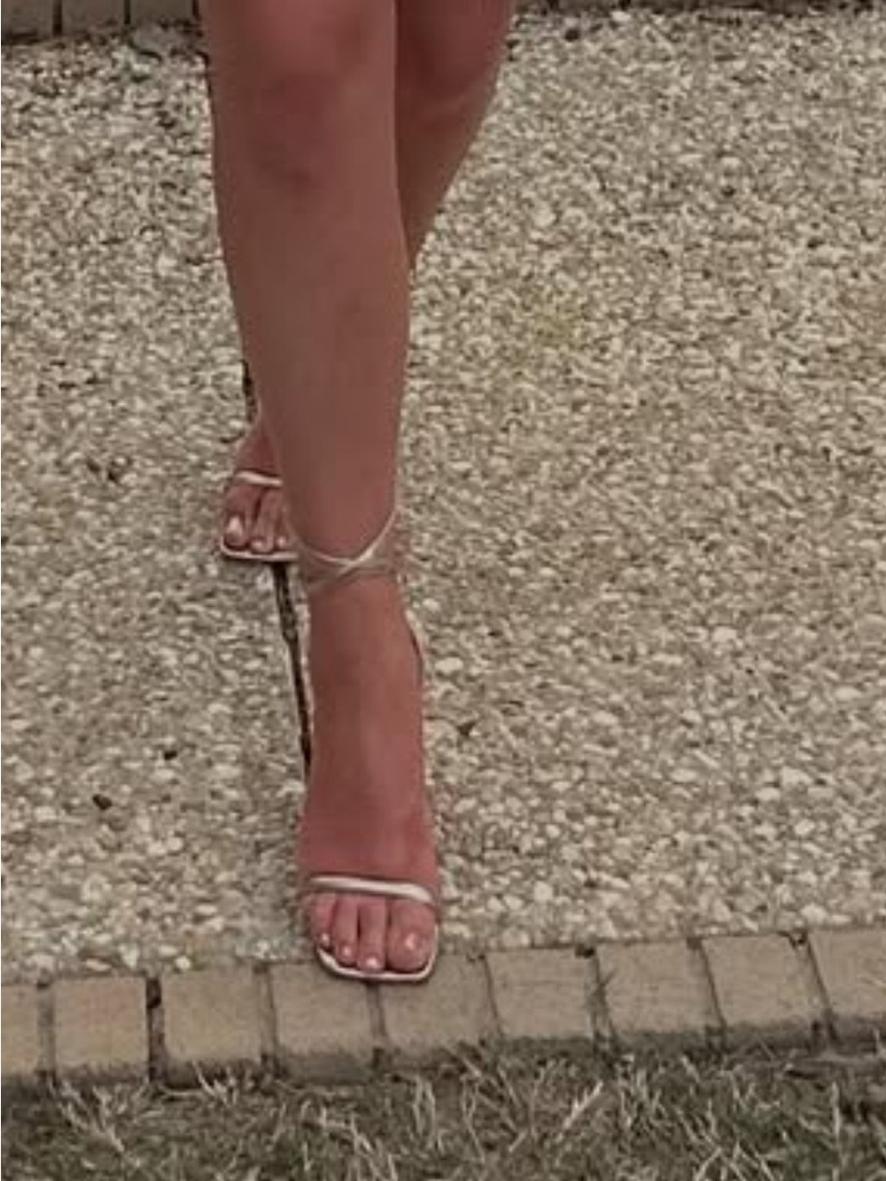 Steve Madden Metallic Gold Strappy Square-Toe Heels - Picture 2 of 6